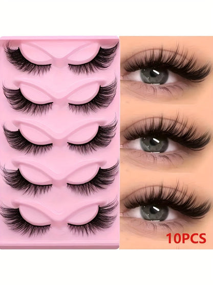 Wispy Cat Eye False Eyelashes 30 Pairs Long Voluminous Reusable Strip Lashes with Flexible Clear Band – Dramatic Eye Makeup for Parties, Date Night & Everyday Wear