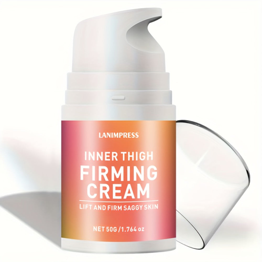 Body Cream LANIMPRESS 50g Pump Bottle with White Cream Texture for External Inner Thigh Application
