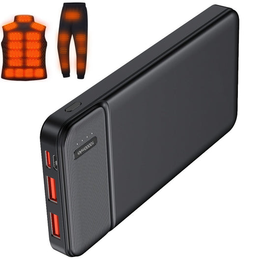 Power Bank 10000mAh 5V for Heated Clothing with PD 22.5W Charging in Black or White Battery Pack