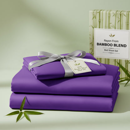 Bed Sheet Set 30% Bamboo Viscose 70% Polyester in 3- or 4-Piece Sizing with 16-Inch Pocket