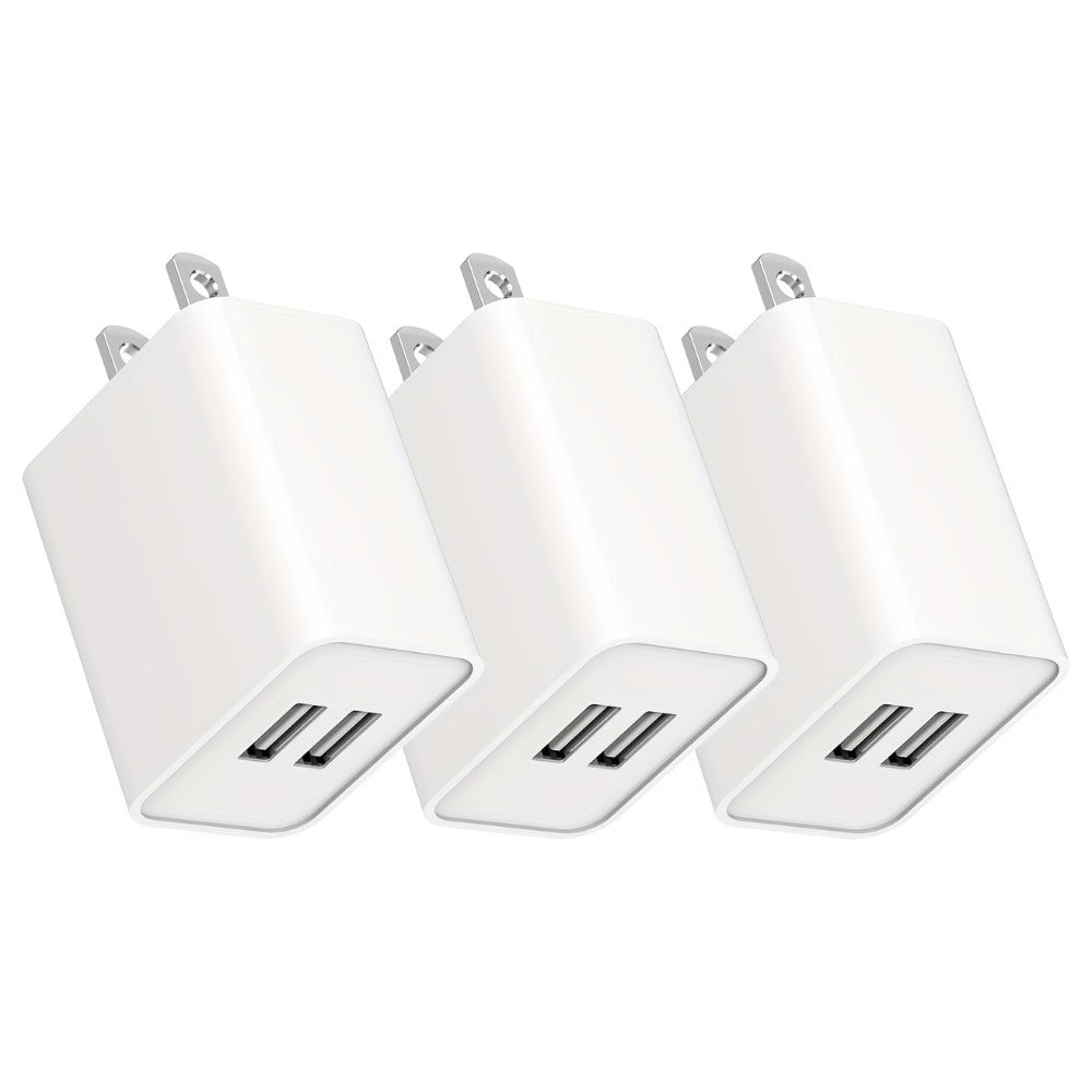 USB Wall Charger Cube Multi-Pack 2/3/4-Pack Dual Port 5V 2.1A with Short Circuit Protection, 100-240V Universal AC Adapter US Plug for iPhone 17 16 15 14 13 12 SE 11 Pro Max, Google Pixel, Huawei Android