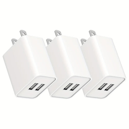 USB Wall Charger Cube Multi-Pack 2/3/4-Pack Dual Port 5V 2.1A with Short Circuit Protection, 100-240V Universal AC Adapter US Plug for iPhone 17 16 15 14 13 12 SE 11 Pro Max, Google Pixel, Huawei Android