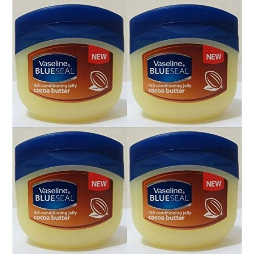 Petroleum Jelly Cocoa Butter 4-Pack 100ml Each – Deep Moisturizing Body Skin Care Healing Balm for Dry Skin Lips Hands – Multi-Purpose Skin Protectant