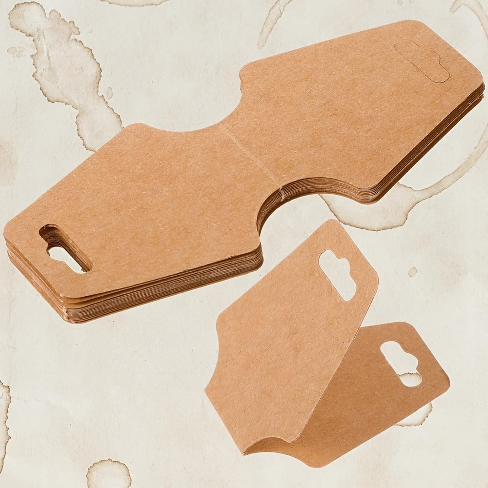 Self-Adhesive Kraft Jewelry Display Cards with Rounded Corners for Necklaces, Bracelets and Keychains, 11- or 99-Pack
