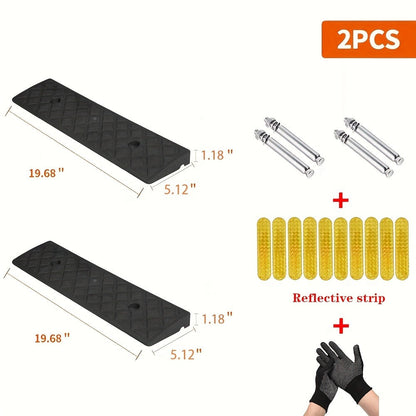 Curb Ramp 2-Pack Portable Plastic Threshold Ramp Set for Low Floor Vehicles, Motorcycles, Wheelchairs