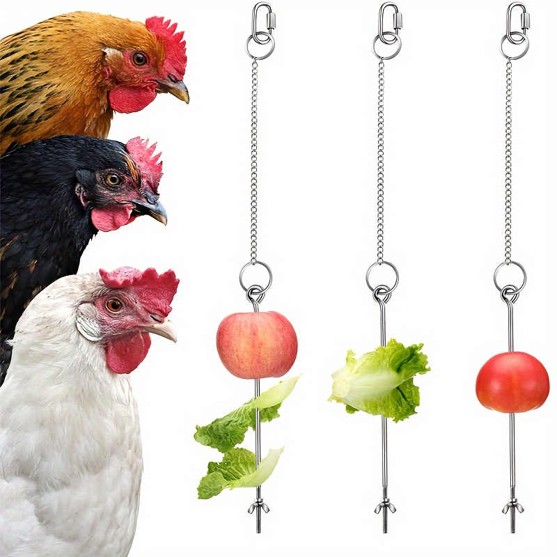 Chicken Feeder Skewer Stainless Steel Hanging Fruit Veggie Double Nut