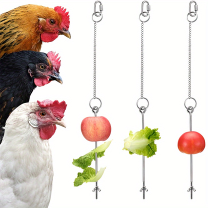 Chicken Feeder Skewer Stainless Steel Hanging Fruit Veggie Double Nut