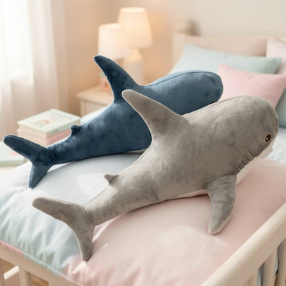 Plush Toy – Jumbo Shark Pillow 24-Inch in Blue, Grey, Blue-Pink or Rainbow Colorways and Ocean Decor