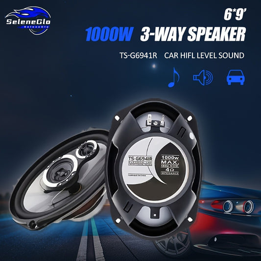 6x9 Inch Coaxial Car Speakers 1000W Max – 2-Way HiFi Full Range Stereo with Soundproof Enclosures, Bass Boost, Pure Copper Coil, Universal Fit for Car Truck Boat RV (1 Pair)
