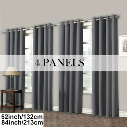 Blackout Curtains Grommet Top Room Darkening Window Drapes 4 Panels Set Living Room Bedroom