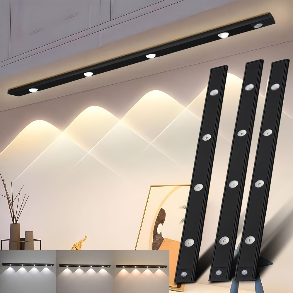 Rechargeable Motion Sensor Cabinet Lights with Dimming and Three Modes in Four Size, Color and Pack Options