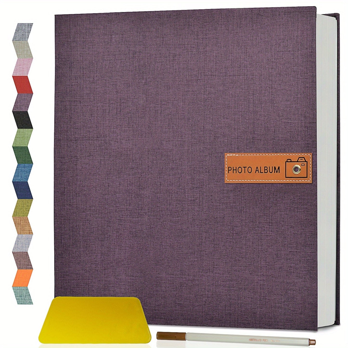 Self-Adhesive Linen Photo Album with 40- or 60-Page Options, Two Cover Sizes, Metal Pen and 12 Colors