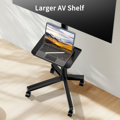 TV Stand Rolling Cart for 23 to 60-Inch Screens with Locking Casters, Media Shelf and Cable Routing
