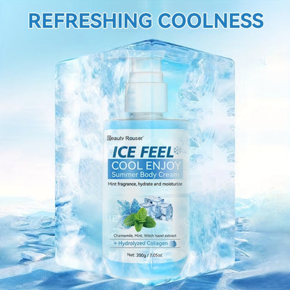 Mint Extract & Hydrolyzed Collagen Cooling Body Cream - Refreshing Hydrating Moisturizer for Dry Rough Skin, Non-Greasy Lightweight Hypoallergenic Formula, All Skin Types, Unisex Daily Use