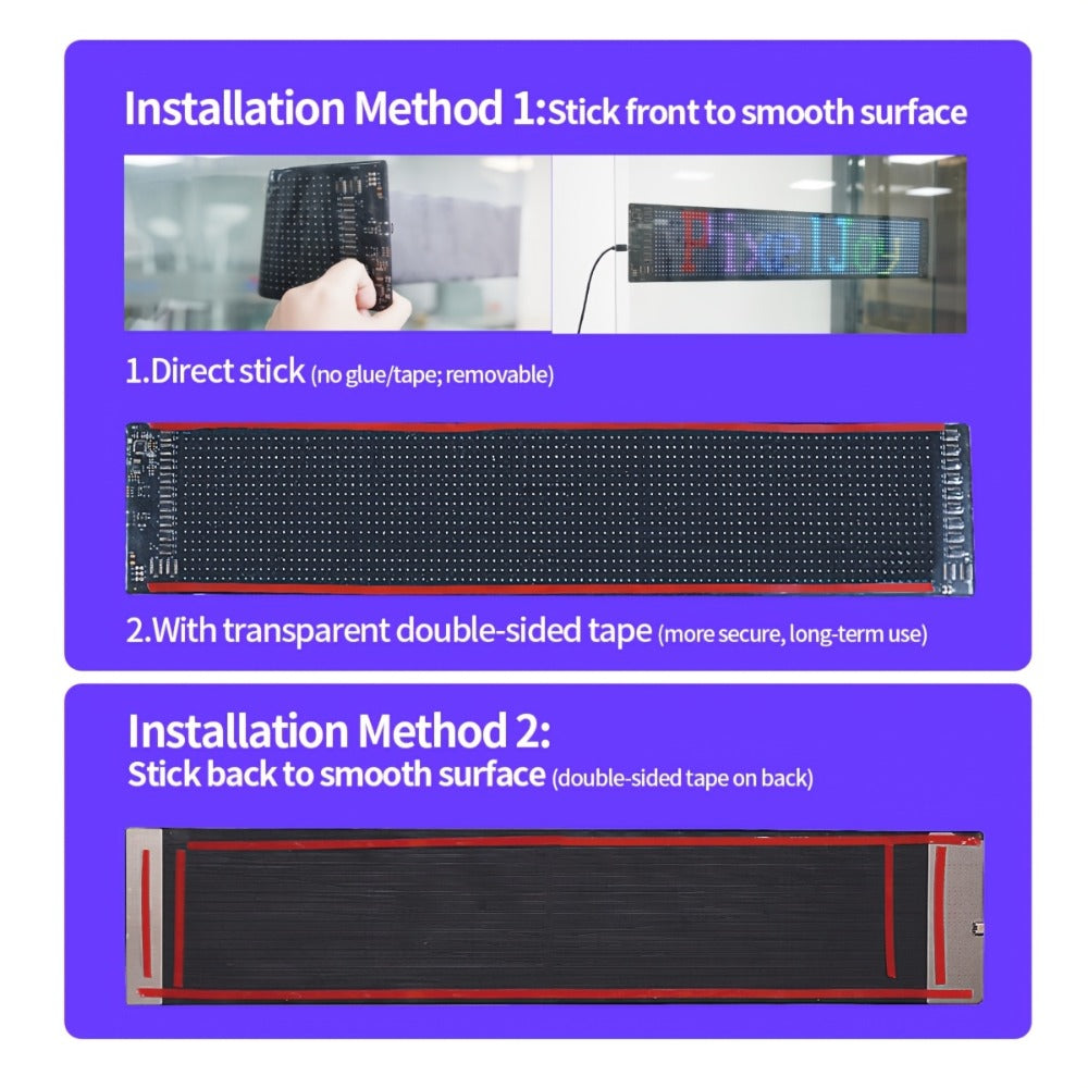 Programmable LED Sign Flexible Matrix Panel – App & USB Control, RGB Multicolor, Music Sync, Text & Animation Display for Indoor Shop, Party & Event Decoration (16×32 to 16×192)