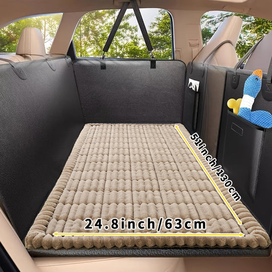 Dog Car Mat Nonslip Pet Seat Cushion with Rear Extension Pad, Heavy-Duty Anti-Scratch Waterproof Floor Liner for SUVs Sedans Trucks, Fits All Dog Sizes Small Medium Large, Durable Polyester Travel Protector