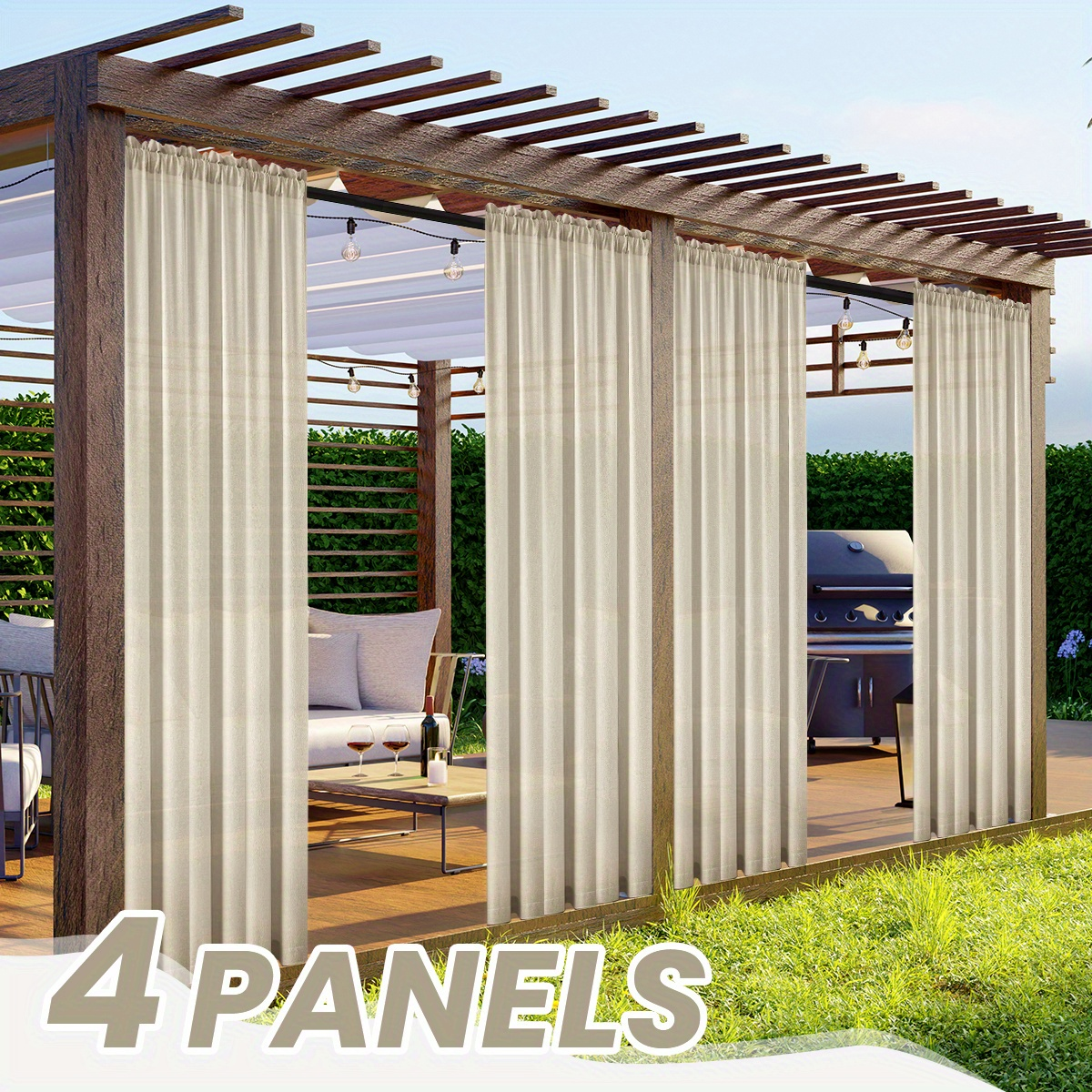 Sheer Curtains 4 Panels Rod Pocket Semi-Sheer Linen Look Light Filtering Privacy Drapes for Living Room Bedroom Patio – All Season, Woven, Unlined, Multi-Color