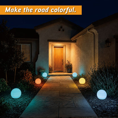 Solar Outdoor Lights 8-Inch RGB Globe with Remote, 16 Colors, 8 Brightness Levels and 4 Effects