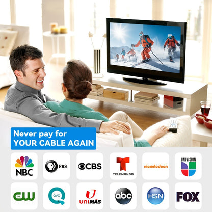 TV Antenna with 180-Degree Rotating Loop Receiver, Magnetic Base, 15-Foot Cable and USB Power Lead