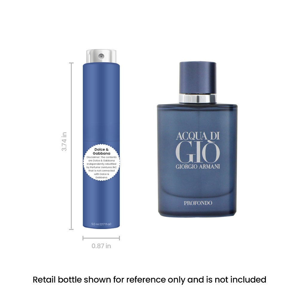 Perfume Travel Spray for Men in 5ml Blue Atomizer with Aquatic, Mineral and Musk Source Profile
