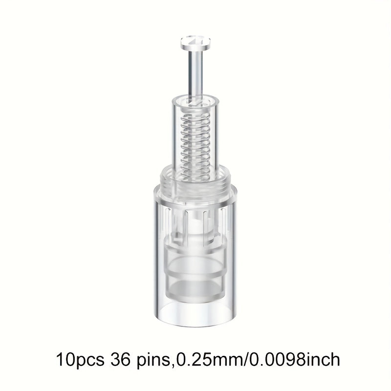 Microneedling Cartridges 10pcs Replacement Needle Tips for Derma Pen — 12 Pin 36 Pin R-Nano 0.25mm Screw-Lock, Compatible with L1 L3 L6 L8 S8 Microneedle Pen, Sterile Single-Use
