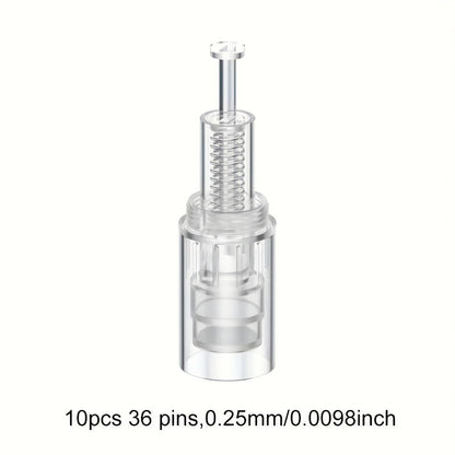 Microneedling Cartridges 10pcs Replacement Needle Tips for Derma Pen — 12 Pin 36 Pin R-Nano 0.25mm Screw-Lock, Compatible with L1 L3 L6 L8 S8 Microneedle Pen, Sterile Single-Use