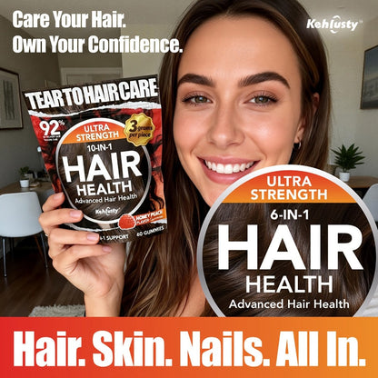 Biotin Gummies for Hair Growth with Collagen Complex Vitamin C & Ginger — 90 Chewable Gummies for Thicker Fuller Hair, Thinning Hair Support, Peach Flavor, 30-Day Supply for Men & Women