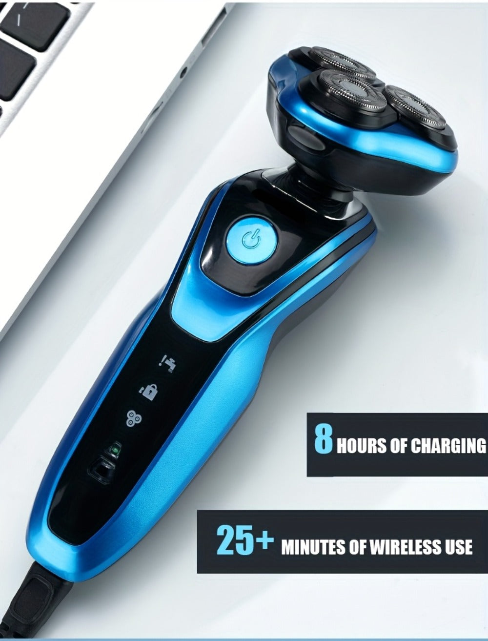 Electric Shaver 3-in-1 Floating-Blade Kit with Nose and Sideburn Trimmers, USB Charging and Digital Display