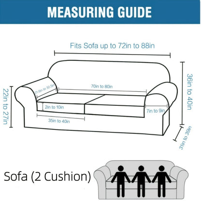 Sofa Cover Grid Jacquard Elastic Full-Cover Slipcover with Anti-Slip Fit for 1 to 3 Seats and XL Sofas