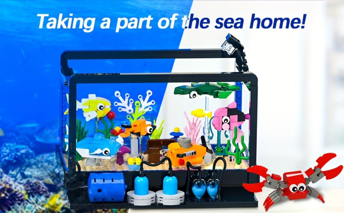 501-Piece Ocean Aquarium Building Block Set LC8059 with LED Light and Marine Life Display Scene
