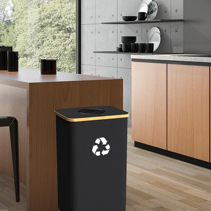 Collapsible 100L Recycling Bin with Lid and Removable Inner Bag in Black or Dark Gray for Home Sorting
