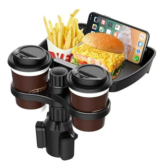 Car Cup Holder Expander Tray 360° Rotating - Adjustable Expansion Bracket with Stable Base, Universal Car Drink Holder Insert for Most Vehicles