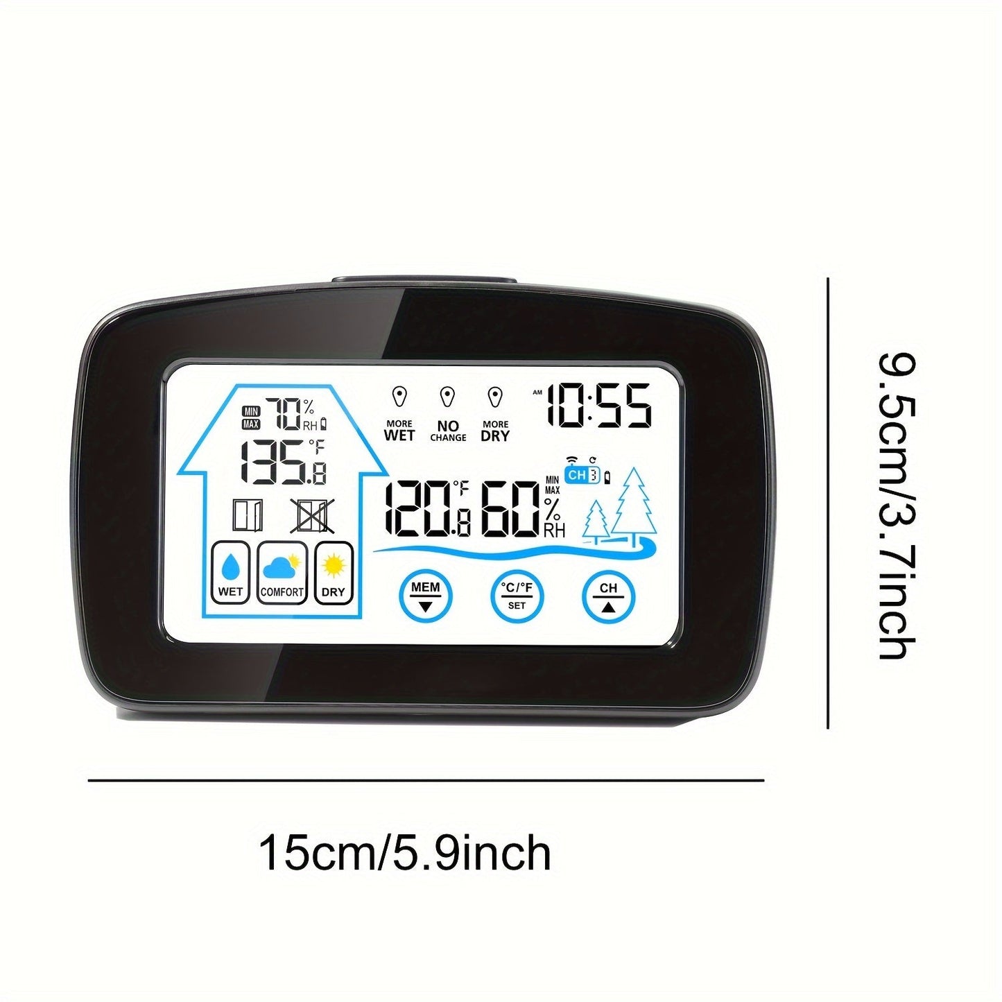 Digital Weather Station | Touch Screen Clock Thermometer Hygrometer