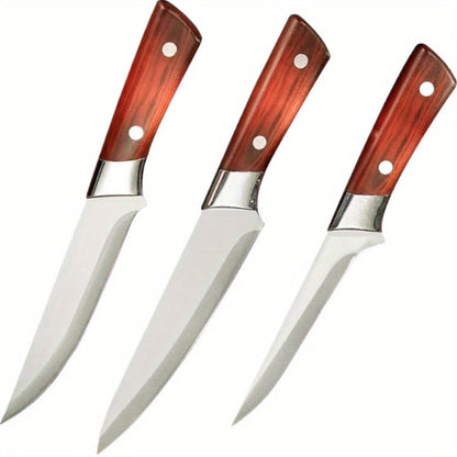 Kitchen Knife Set 3-Piece Hand-Forged Stainless Steel Boning, Fillet and Carving Knives with Optional Sheath
