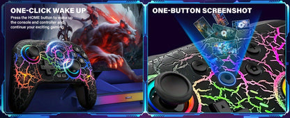 Switch Pro Controller Wireless RGB Rechargeable with 6-Axis Gyro & 10 RGB Lights, Compatible with Nintendo Switch, Switch 2, Switch Lite & Switch OLED – Wireless Remote Gamepad for Nintendo Switch