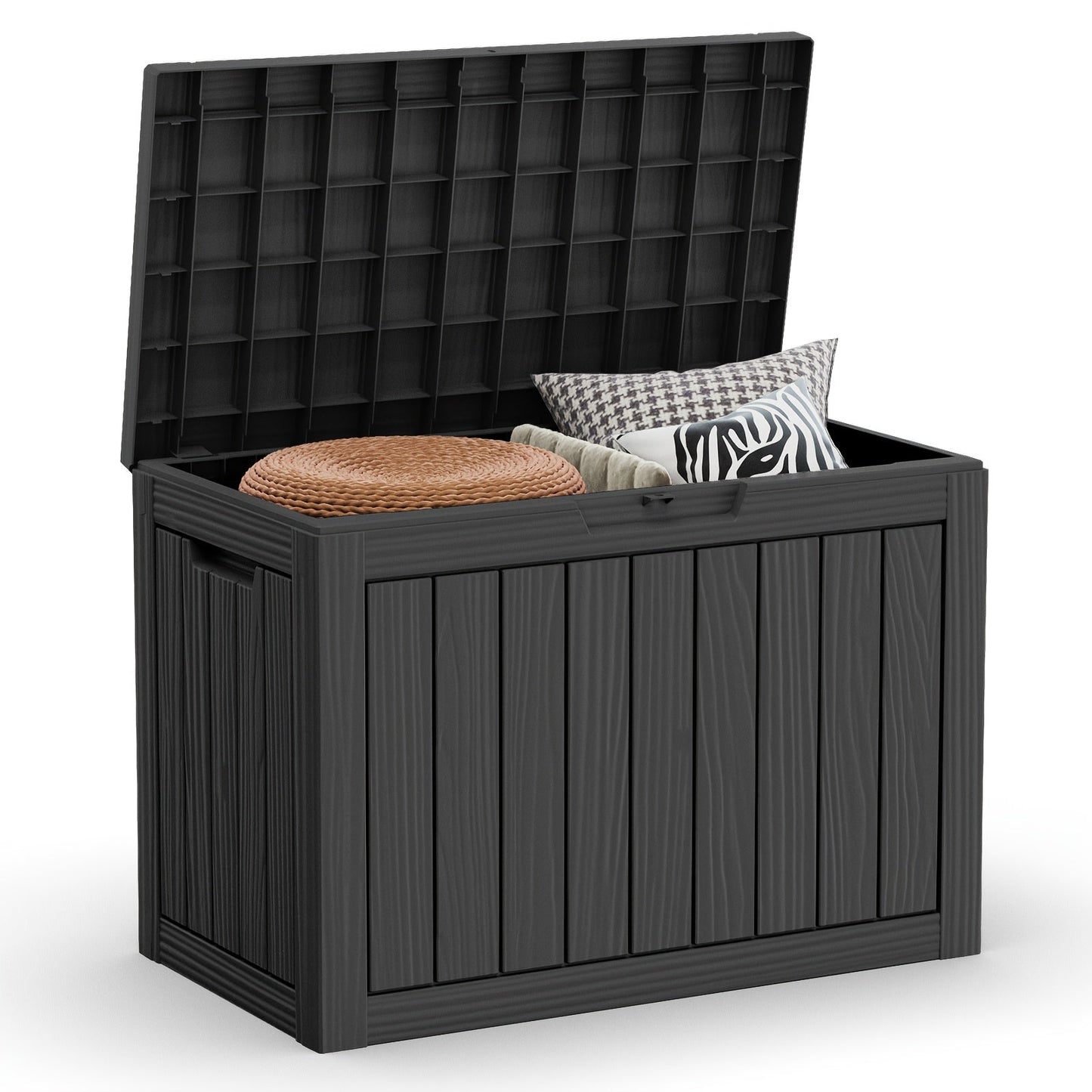 Molded-Panel Outdoor Storage Box with 36-, 45- or 51-Gallon Labels across Four Capacity-and-Color Models