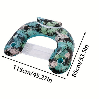 Pool Float Noodle Sling Chair Three-Pack with Mesh Center, Inflatable Side Bolsters and Cup Holder