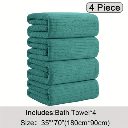 Bath Towels Set 4 Pack 35x70 Inch Oversized Extra Large - Microfiber Super Absorbent Quick Dry XL Bath Sheet Soft Bathroom Towels | 13 Colors | Family Hotel Spa Shower Towel Set Coastal Style
