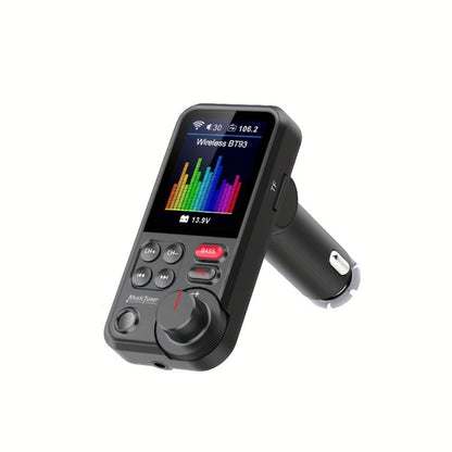 Car FM Bluetooth Transmitter with 1.8" Color Screen – 18W Fast Car Charger, Hands-Free Calls, Music Streaming, FM Modulator, Powerful Microphone, Compatible with Smartphones & Tablets