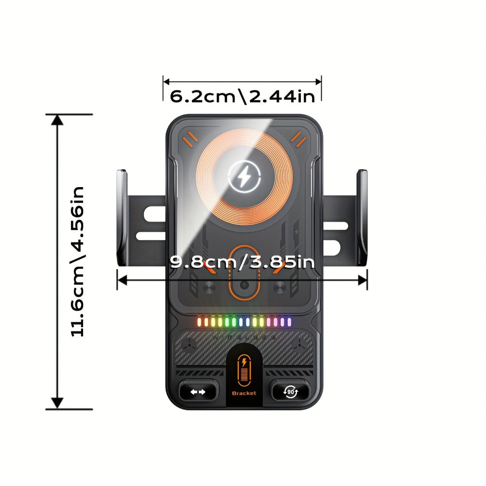 Car Wireless Charger 15W Auto-Align Smart Sensor FOD Detection Auto-Sensing Infrared Clamp 4mm Case Friendly Rotating Air Vent Mount for iPhone 17 16 15 14 Pro Max, Samsung Galaxy S24 S23 & All Qi Devices – Wired Backup Included