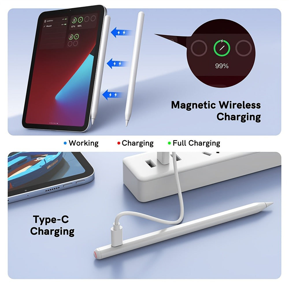 iPad Stylus Pen 2nd Generation, Palm Rejection Magnetic Charging USB Rechargeable, Compatible with iPad Air 5/4/3, iPad Mini 7/6/5, iPad Pro 11"/12.9"/13", iPad 10/9/8/7/6 A16, Apple Pencil Alternative for Drawing Writing Notes