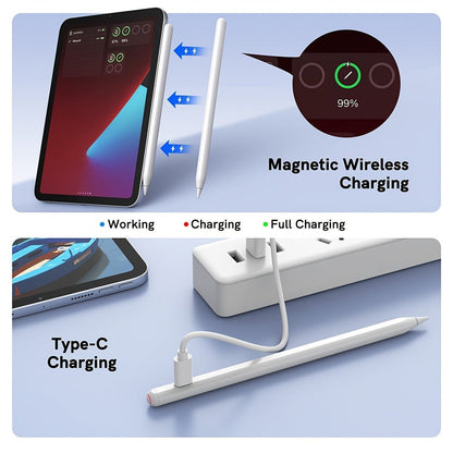 iPad Stylus Pen 2nd Generation, Palm Rejection Magnetic Charging USB Rechargeable, Compatible with iPad Air 5/4/3, iPad Mini 7/6/5, iPad Pro 11"/12.9"/13", iPad 10/9/8/7/6 A16, Apple Pencil Alternative for Drawing Writing Notes