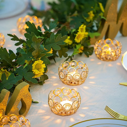 Candle Holder Set 20-Piece Tealight Cups with Openwork Crystal-Look Frames in Gold or Silver Finish