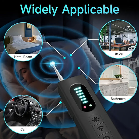Anti Spy Hidden Camera Detector RF Signal Scanner Portable Bug Detector, GPS Tracker Finder, Listening Device Detector, Rechargeable Wireless Security Sweep Tool for Travel Hotel Airbnb Car Home Office