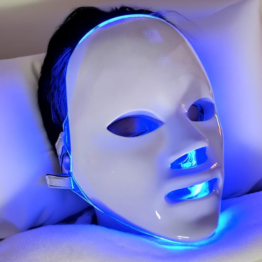 Portable LED Facial Mask 7-Color Light Therapy USB Rechargeable Lightweight Plastic - Home Beauty Care Skin Rejuvenation Anti-Aging Acne Treatment Device - Skincare Gift for Girlfriend Women All Skin Types