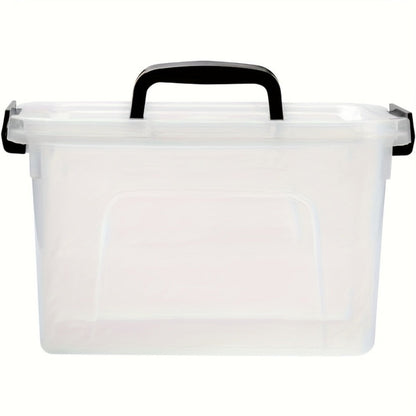 Six-Piece 6-Quart Clear Storage Box Set with Black Latches, Carry Handles and Stackable Lids
