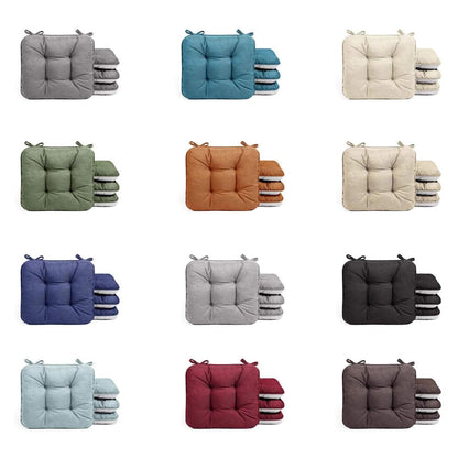 Tufted Chair Cushion Set with Four 15.5-Inch Pads, Tie Straps and 11 Solid Color Choices for Dining Chairs