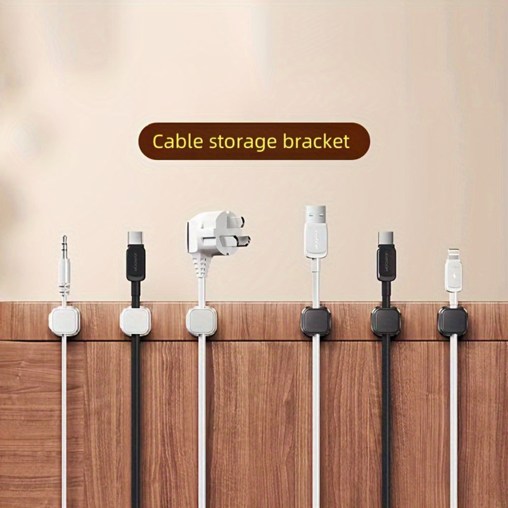 Magnetic Cable Organizer Clips, 16-Piece Black Square Set for Desk-Edge Cord Routing Pictured