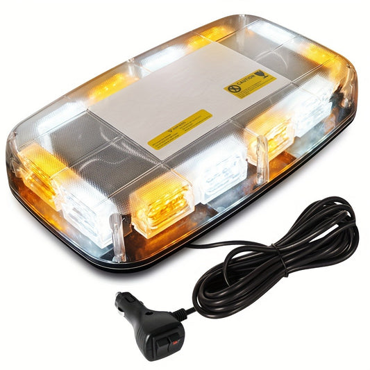 48 LED Roof Strobe Light Bar IP67 Waterproof Magnetic Mount Emergency Warning Light 12-24V for Plow Trucks Construction Vehicles Cars, Amber Green Red White High-Visibility Safety Beacon