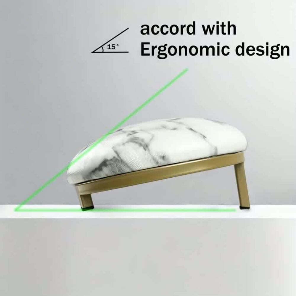 Curved Nail Salon Armrest with Golden-Color Base and Black, White or Pink Protected Checkout Options